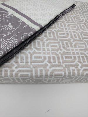 DaDa Bedding Grey Floral Paisley Fitted & Flat Sheet w/ Pillow Cases Set (FSFS8222)