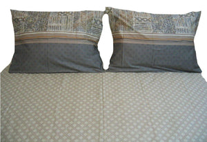DaDa Bedding Geometric Striped Tan Brown Multi-Color Fitted + Flat Sheet & Pillow Cases Set (FSFS8279)