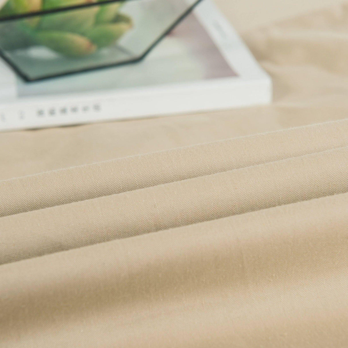 DaDa Bedding Luxury Soft Cotton Beige Fitted Bed Sheet & Pillow Cases Set (JHW-546-Fitted)