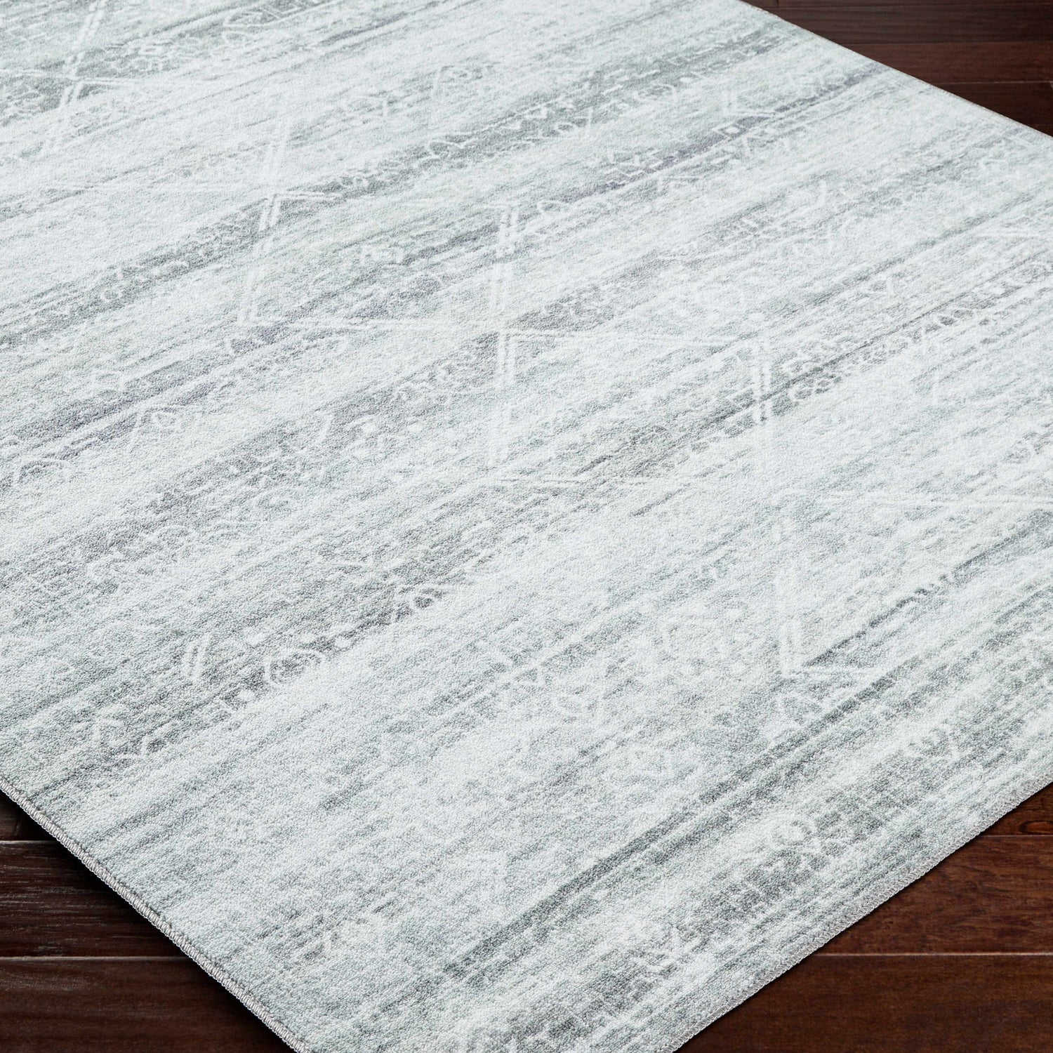 Blake Light Gray Washable Area Rug - Clearance