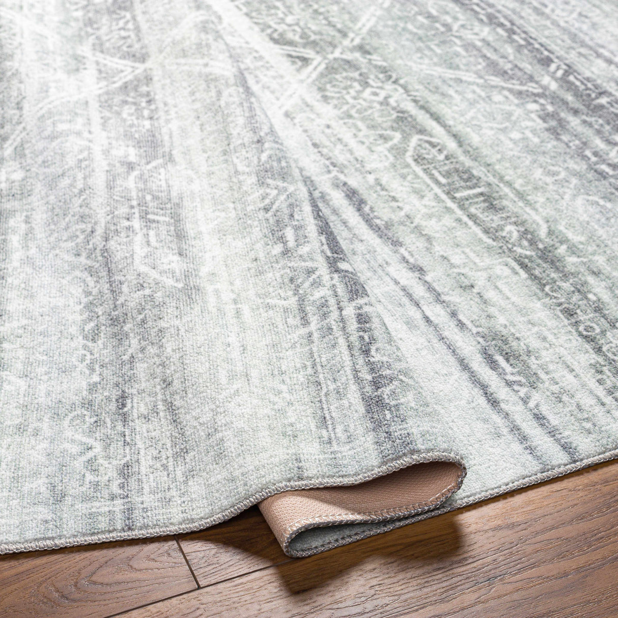 Blake Light Gray Washable Area Rug - Clearance