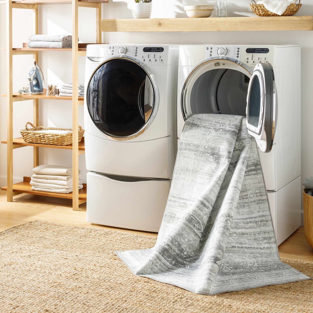 Blake Light Gray Washable Area Rug - Clearance