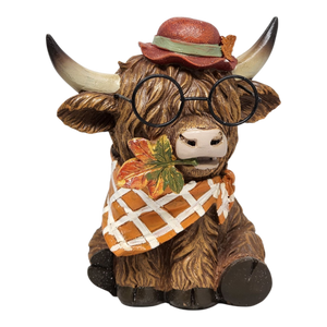 Dapper Highland Cow Figurine - Girl - 5 Inch
