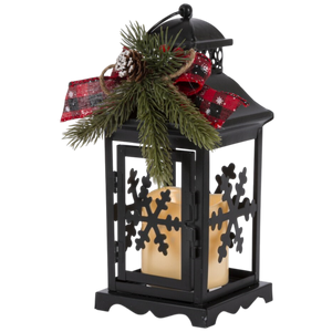 10.5-Inch Lighted Metal Lanterns with Timer (Set of 2)