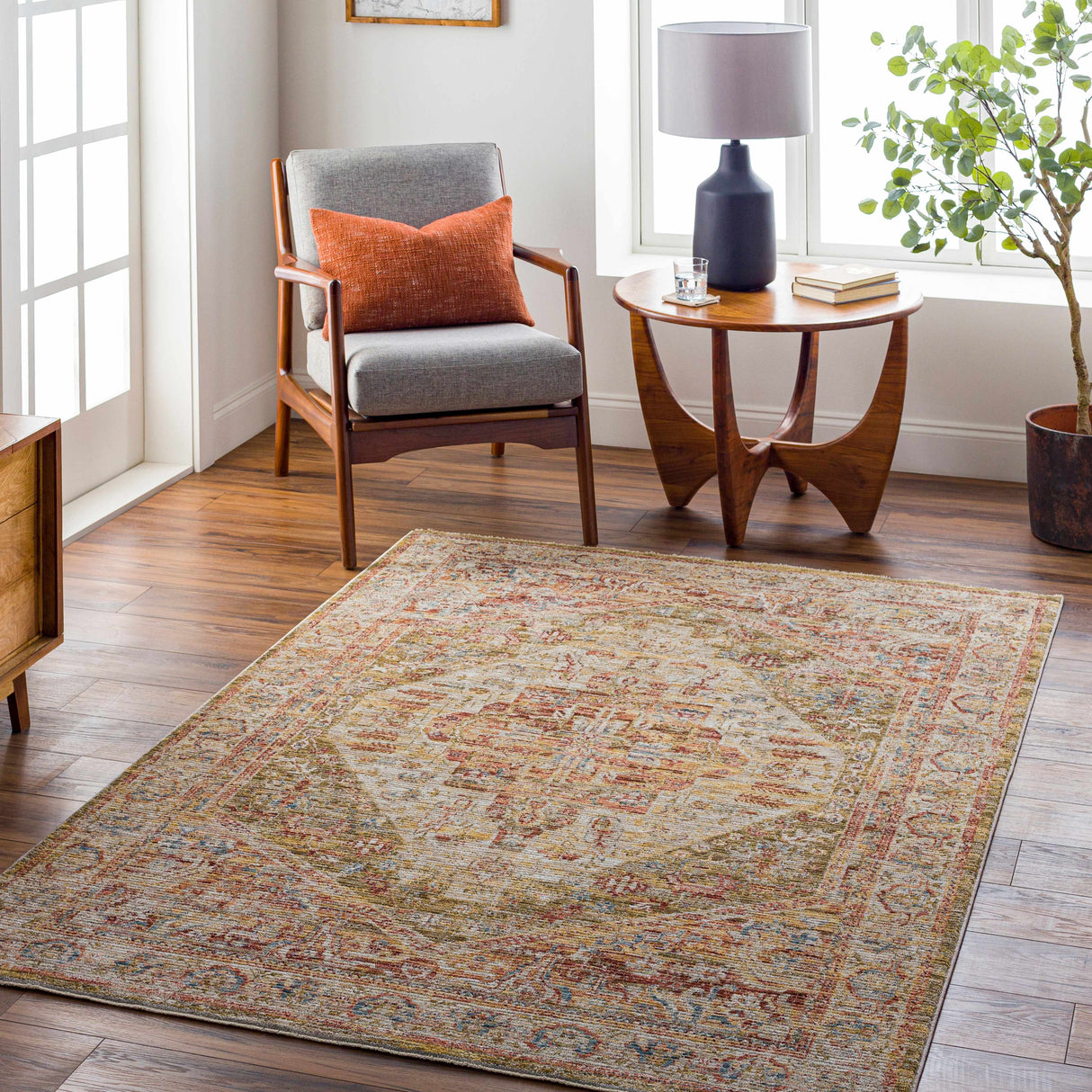 Alois Tan Rich Textured Traditional Rug