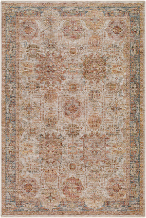 Ange Tan & Blue Rich Textured Traditional Rug
