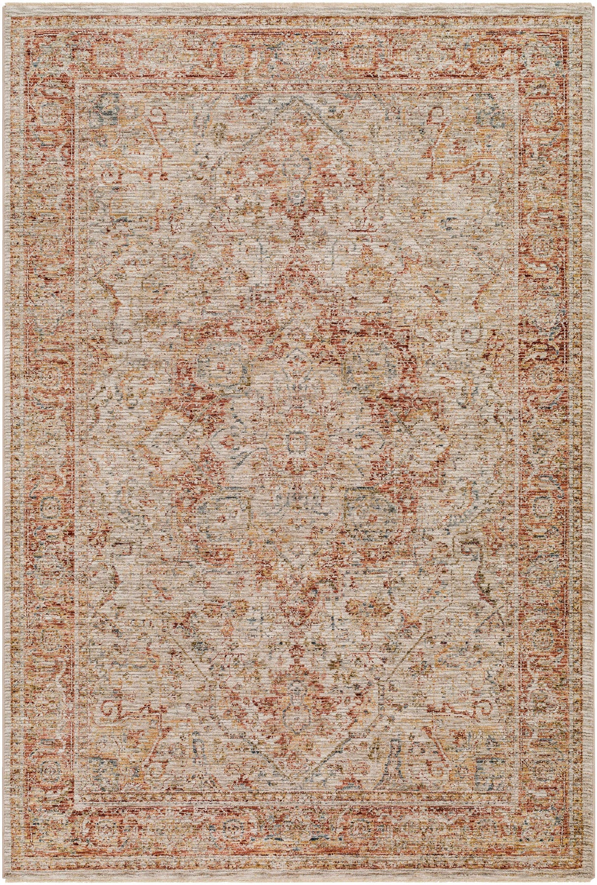 Cress Rust Rich Textured Traditional Rug
