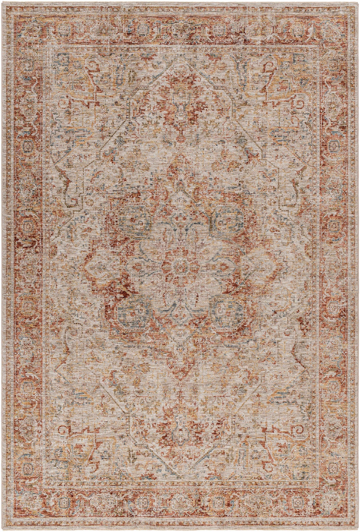 Cress Rust Rich Textured Traditional Rug