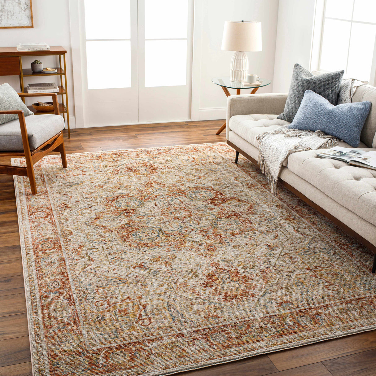 Cress Rust Rich Textured Traditional Rug