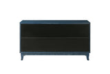 Sideboard with 4 Rattan Doors and Adjustable Shelves, Navy Blue - Buffets & Sideboards