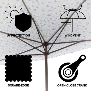 Sidney classic midcentury rectangular half market patio umbrella with crank - Tuesday Morning - Umbrellas & Sunshades