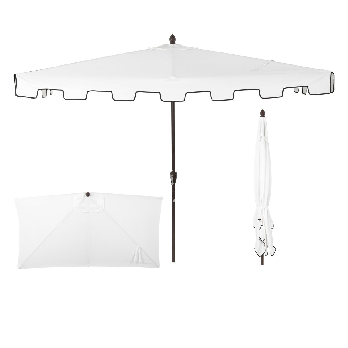 Sidney classic midcentury rectangular half market patio umbrella with crank - Tuesday Morning - Umbrellas & Sunshades