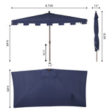Sidney classic midcentury rectangular half market patio umbrella with crank - Tuesday Morning - Umbrellas & Sunshades