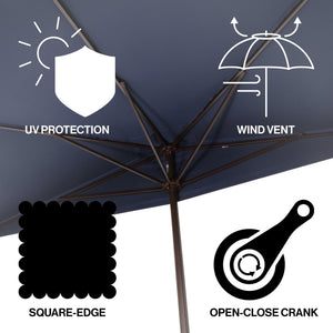 Sidney classic midcentury rectangular half market patio umbrella with crank - Tuesday Morning - Umbrellas & Sunshades