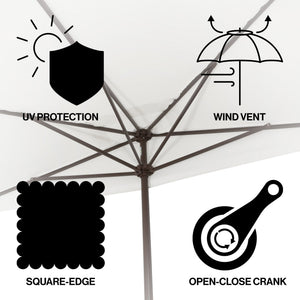 Sidney classic midcentury rectangular half market patio umbrella with crank - Tuesday Morning - Umbrellas & Sunshades