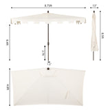 Sidney classic midcentury rectangular half market patio umbrella with crank - Tuesday Morning - Umbrellas & Sunshades