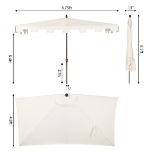 Sidney classic midcentury rectangular half market patio umbrella with crank - Tuesday Morning - Umbrellas & Sunshades