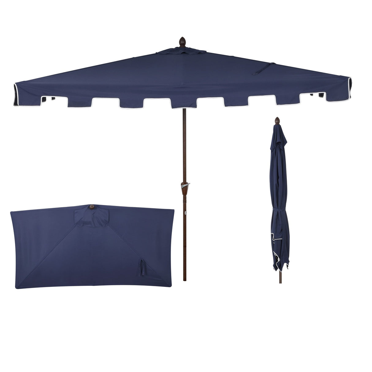 Sidney classic midcentury rectangular half market patio umbrella with crank - Tuesday Morning - Umbrellas & Sunshades