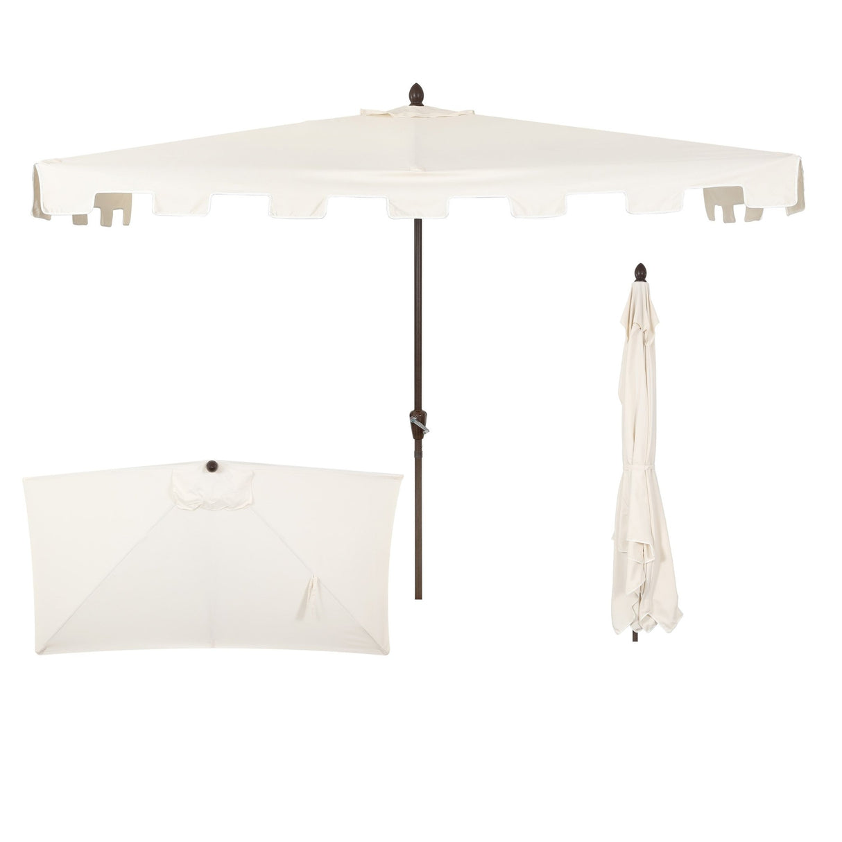 Sidney classic midcentury rectangular half market patio umbrella with crank - Tuesday Morning - Umbrellas & Sunshades