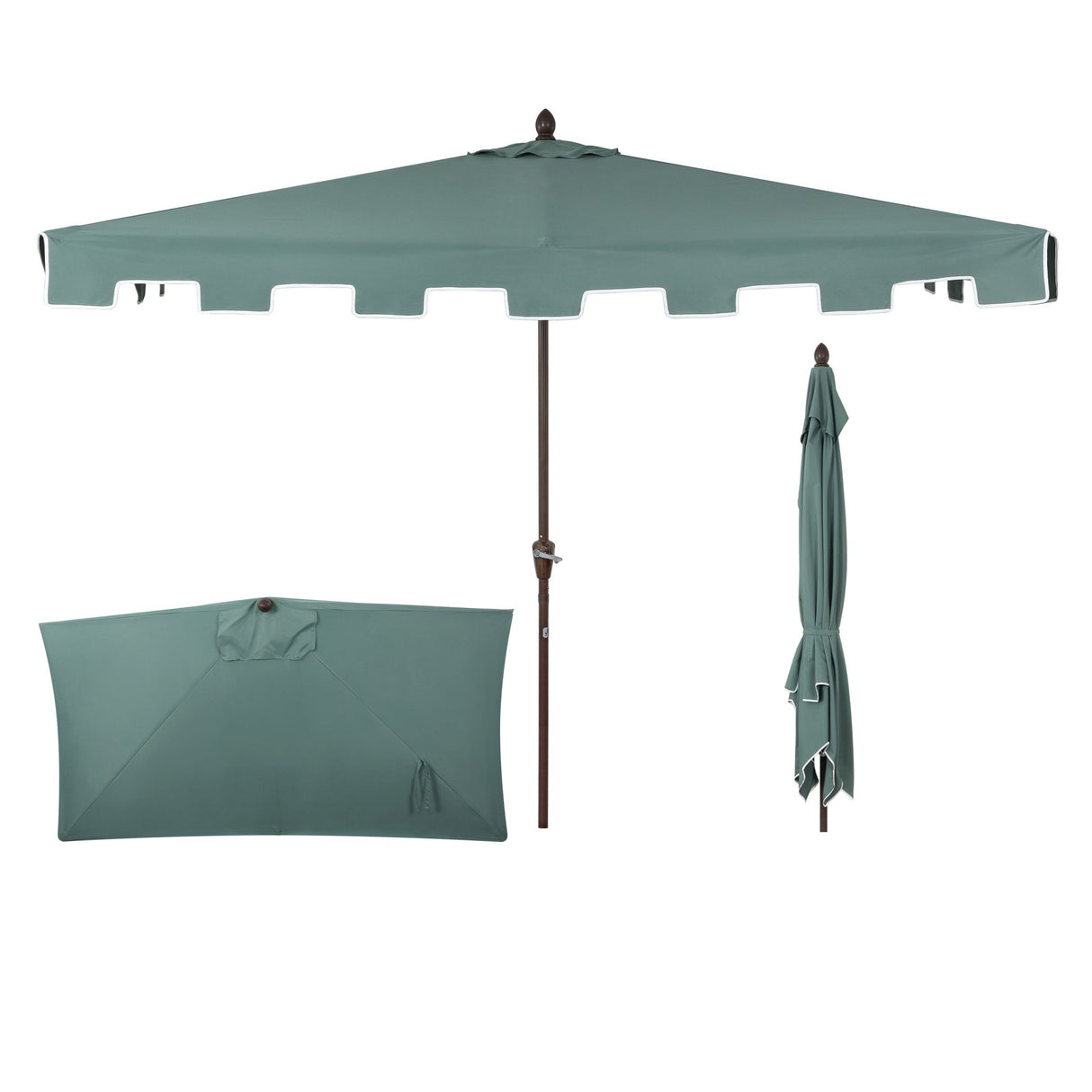 Sidney classic midcentury rectangular half market patio umbrella with crank - Tuesday Morning - Umbrellas & Sunshades