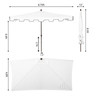 Sidney classic midcentury rectangular half market patio umbrella with crank - Tuesday Morning - Umbrellas & Sunshades