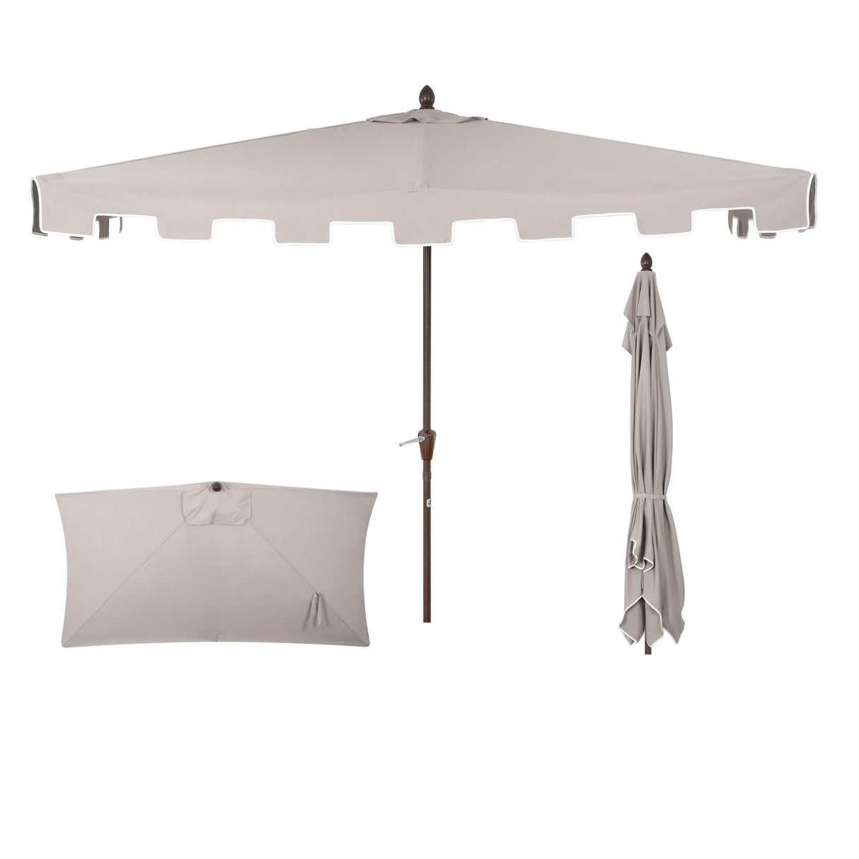 Sidney classic midcentury rectangular half market patio umbrella with crank - Tuesday Morning - Umbrellas & Sunshades