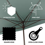 Sidney classic midcentury rectangular half market patio umbrella with crank - Tuesday Morning - Umbrellas & Sunshades