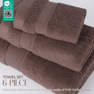 SIENA 6-Piece Turkish Towel Set – 700 GSM Turkish Cotton Luxury Hotel Bath Towels