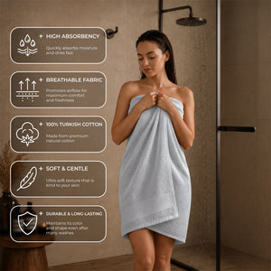 SIENA 6-Piece Turkish Towel Set – 700 GSM Turkish Cotton Luxury Hotel Bath Towels