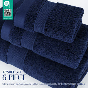 SIENA 6-Piece Turkish Towel Set – 700 GSM Turkish Cotton Luxury Hotel Bath Towels