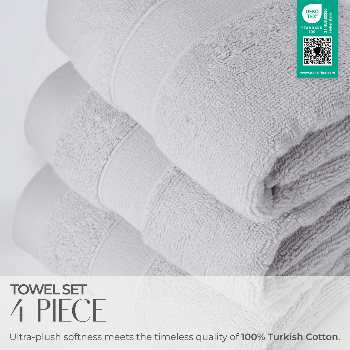 SIENA 4-Piece Turkish Cotton Hand Towels Set, Luxury Towels 700 GSM