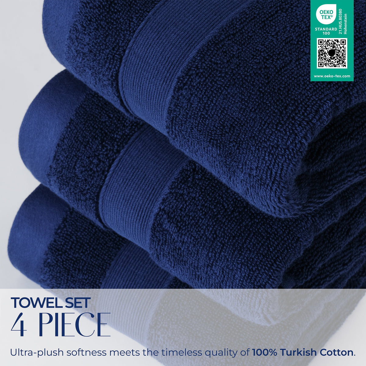 SIENA 4-Piece Turkish Cotton Hand Towels Set, Luxury Towels 700 GSM