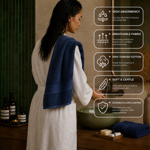 SIENA 4-Piece Turkish Cotton Hand Towels Set, Luxury Towels 700 GSM