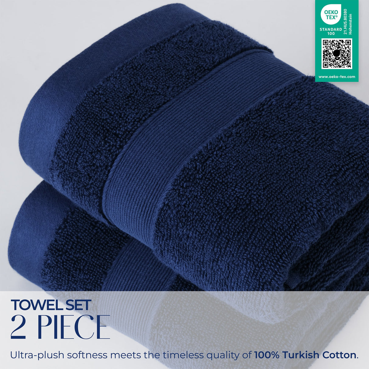 SIENA Luxury Turkish Cotton Hand Towels – 700 GSM, 16 x 28", 2-Piece
