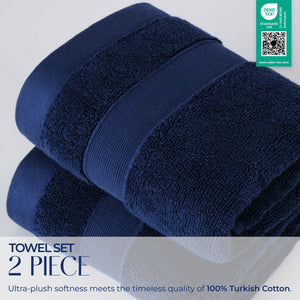 SIENA Luxury Turkish Cotton Hand Towels – 700 GSM, 16 x 28", 2-Piece