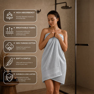 SIENA Turkish Cotton Jumbo Bath Towel Set – 700 GSM, 30 x 56", 2-Piece