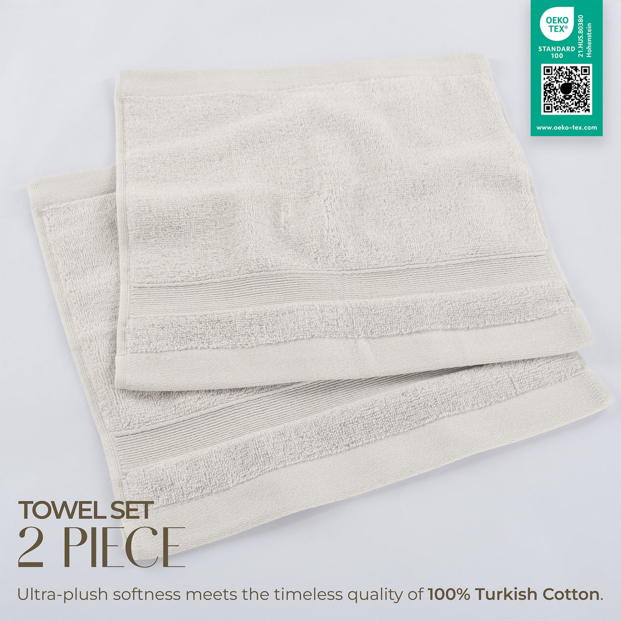SIENA Turkish Cotton Washcloths – 700 GSM Luxury 13 x 13", 2-Piece