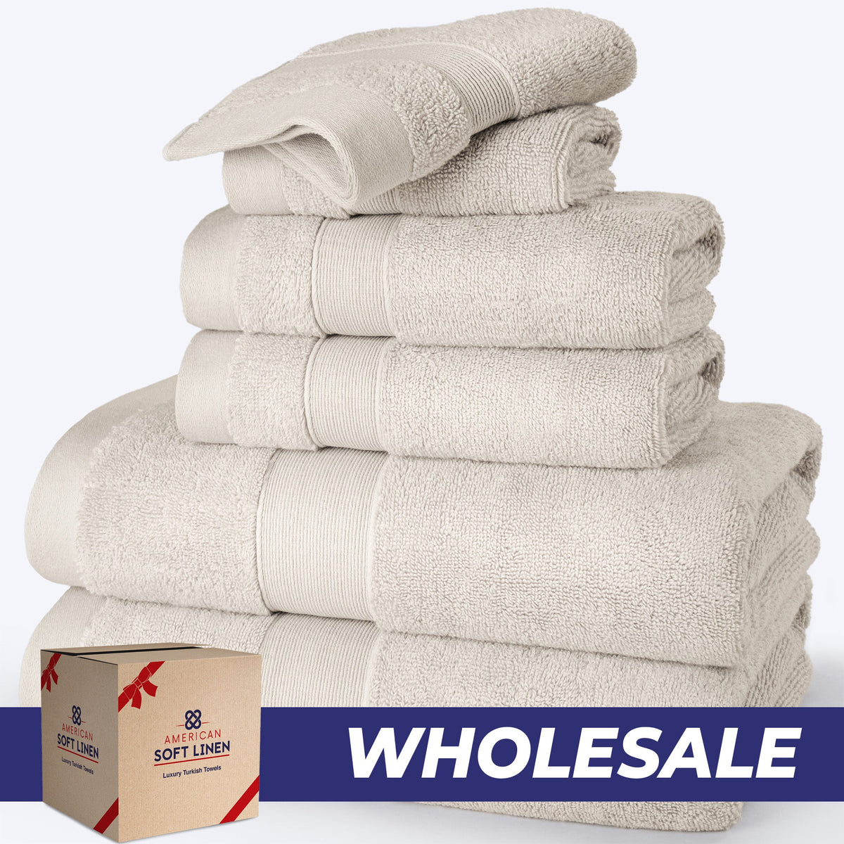 SIENA Wholesale 6-Piece Turkish Towel Set – 700 GSM Turkish Cotton, Case Pack of 9