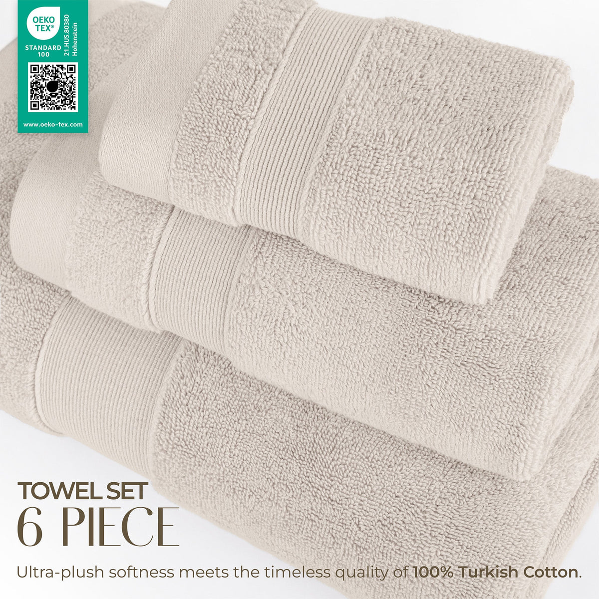 SIENA Wholesale 6-Piece Turkish Towel Set – 700 GSM Turkish Cotton, Case Pack of 9
