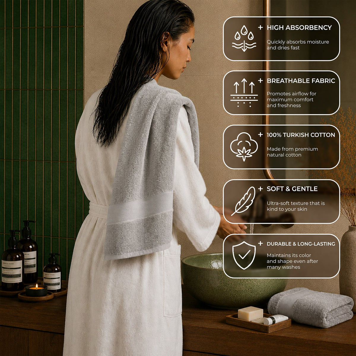 SIENA Wholesale Luxury 100% Turkish Cotton Hand Towels – 700 GSM, Case Pack of 42
