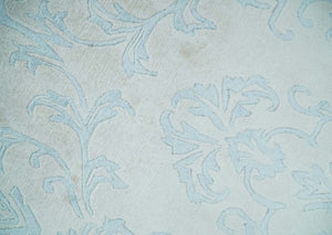 Silky 8x10 Silver and Aqua Handmade Floral Design Art Silk  Area Rug
