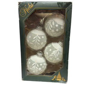 Krebs  Glass Ornament 4 pack - Elegant Frosted White