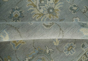 Silver and Brown Antique Traditional Floral Oushak wool area Rug
