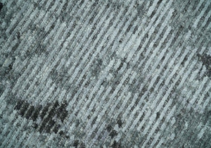 Silver and Charcoal Rug 8x10 Hand Woven Abstract Area Rug