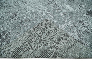 Silver and Charcoal Rug 8x10 Hand Woven Abstract Area Rug