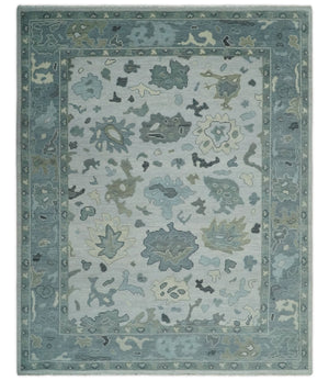 Silver and Gray Hand knotted Traditional Oushak Multi Size wool Area Rug