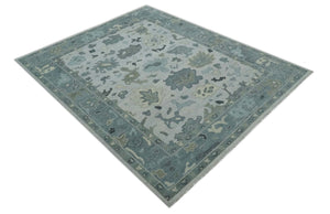 Silver and Gray Hand knotted Traditional Oushak Multi Size wool Area Rug