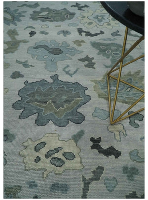 Silver and Gray Hand knotted Traditional Oushak Multi Size wool Area Rug