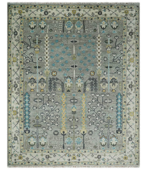 Tree of life Silver and Ivory Hand Knotted Traditional Multi Size Wool Area Rug