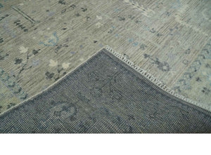 Silver and Olive 8x10 Antique Hand Knotted Turkish Design Area Rug